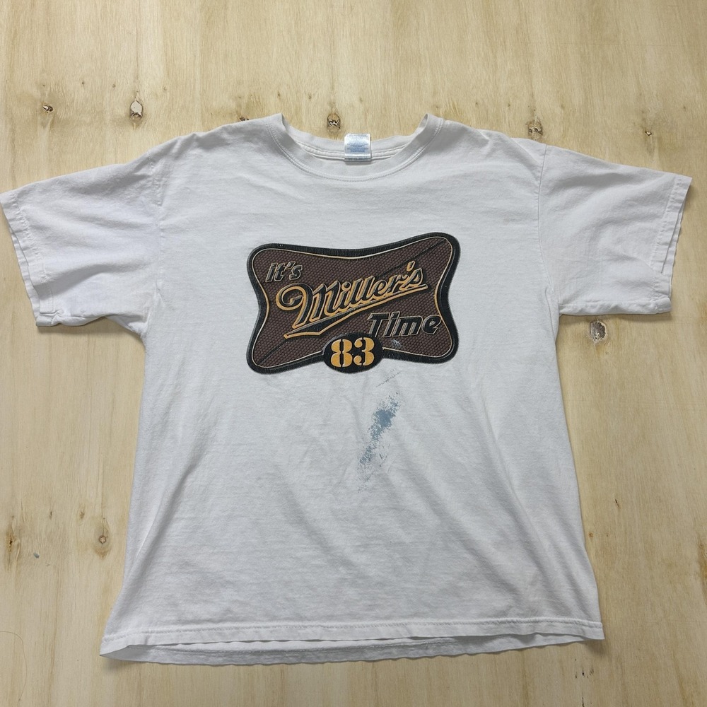 Y2K Miller Beer It's Miller's Time Pittsburgh Steelers Heath Miller Mens L Tee